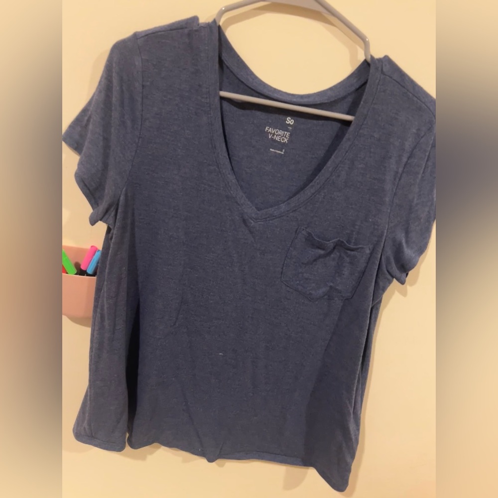 Blue v neck t shirt with pocket